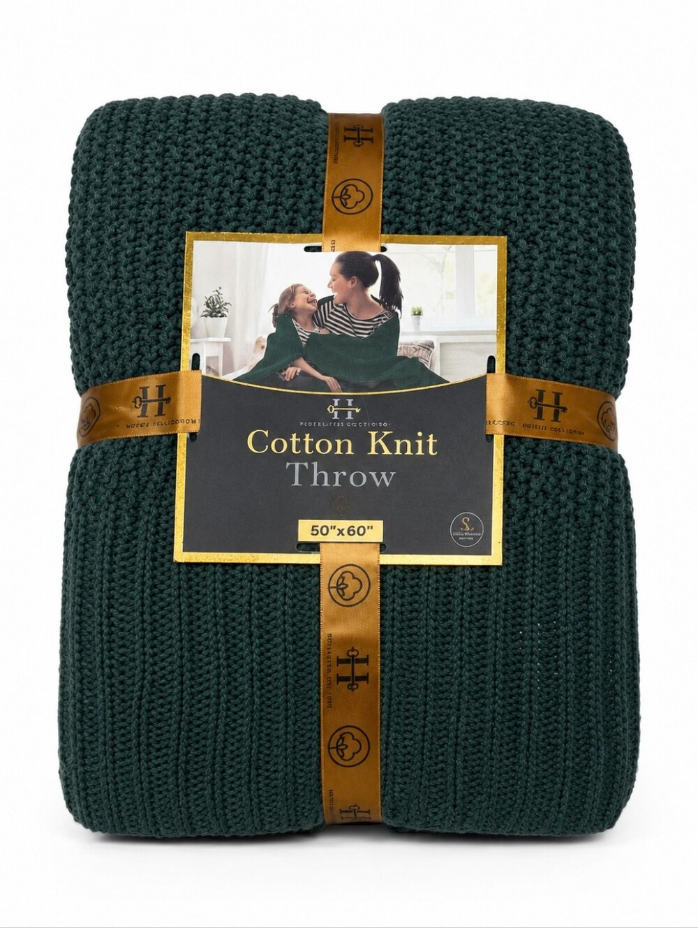 Hotel Suites Collection Emerald Cotton Knit Throw Blanket 50x60 New